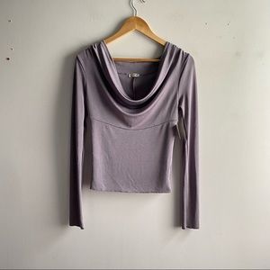 Intimately Free People lavender purple silver metallic shimmer cowl tee
